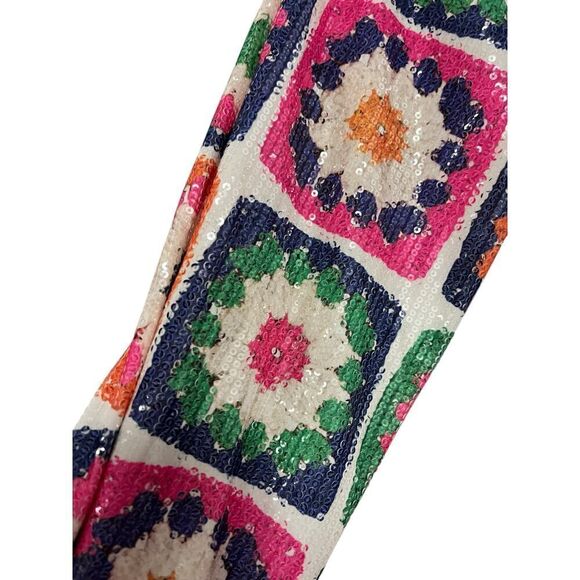 Anthropologie Vilagallo Olivia Sequin Crochet Sleeve Shirt Jacket Size S 38 6 - Picture 4 of 5